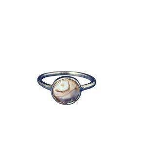 Faceted Faux Agate Goldtone Ring Size 7